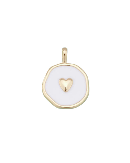 White Gold Circle Heart Charm