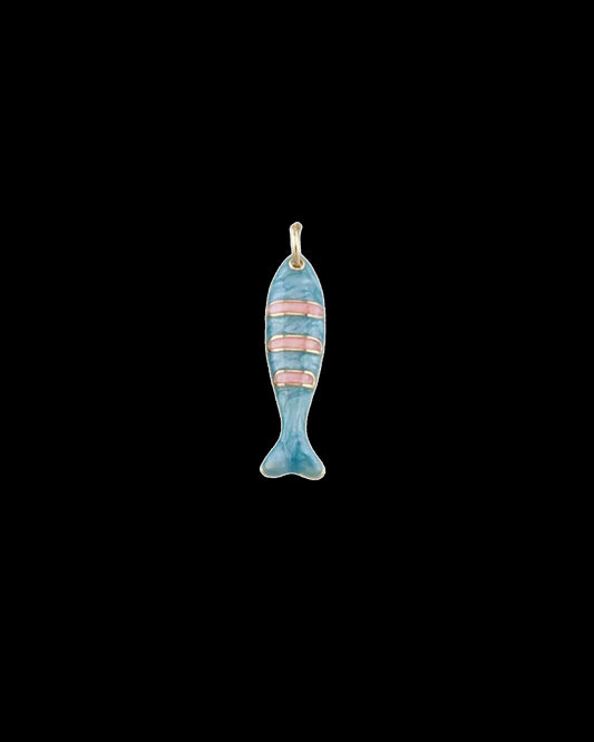 Blue and Pink Stripe Fish Charm