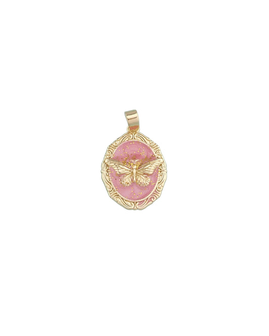 Pink Golden Butterfly Charm