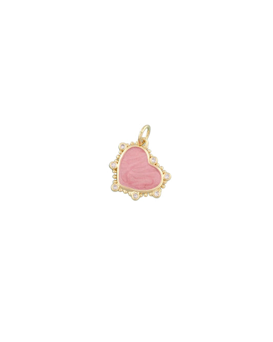 Small Pink Golden Heart Charm