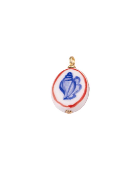 Blue and Red Shell Ceramic Charm