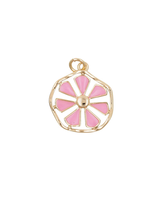 Pink Circle Daisy Charm