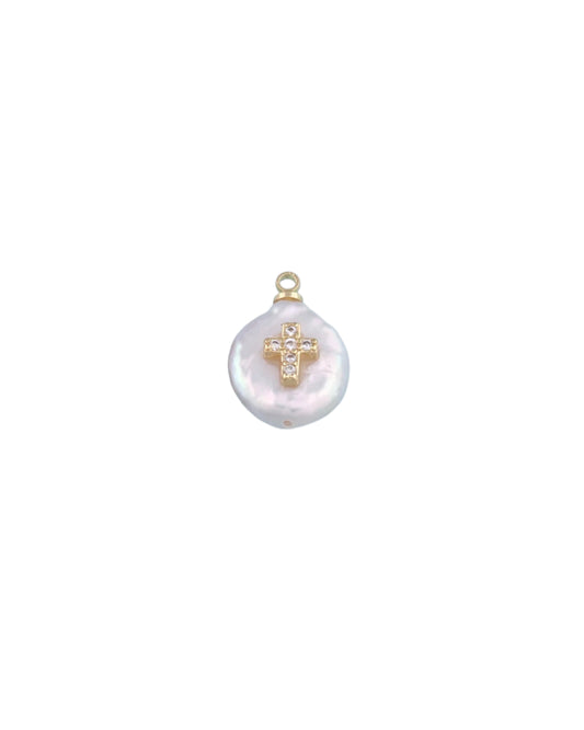 Pearl Cross Charm