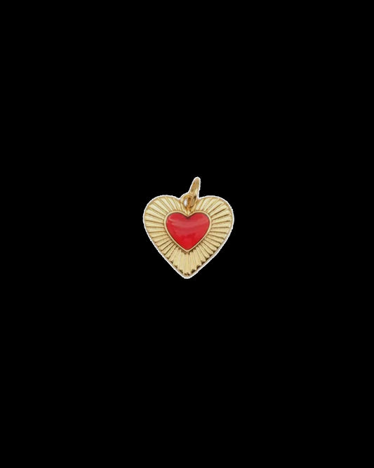 Tiny Gold & Red Heart Charm