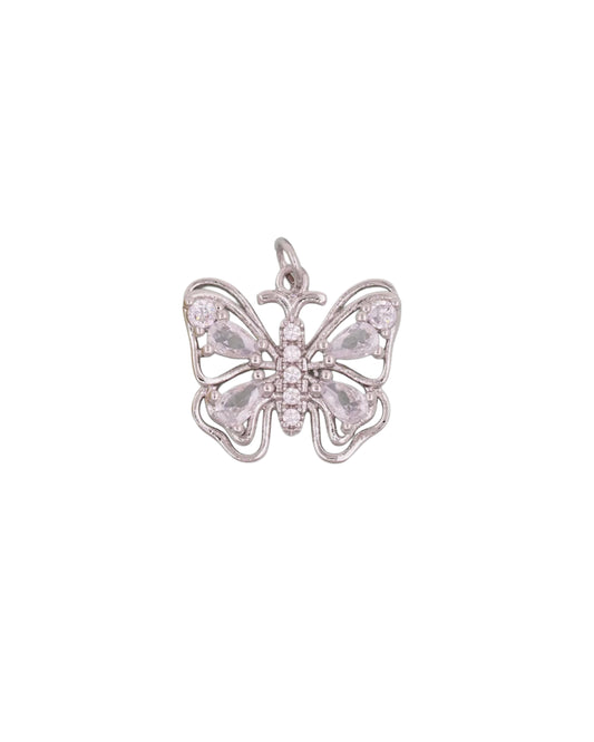 Silver Crystal Butterfly Charm