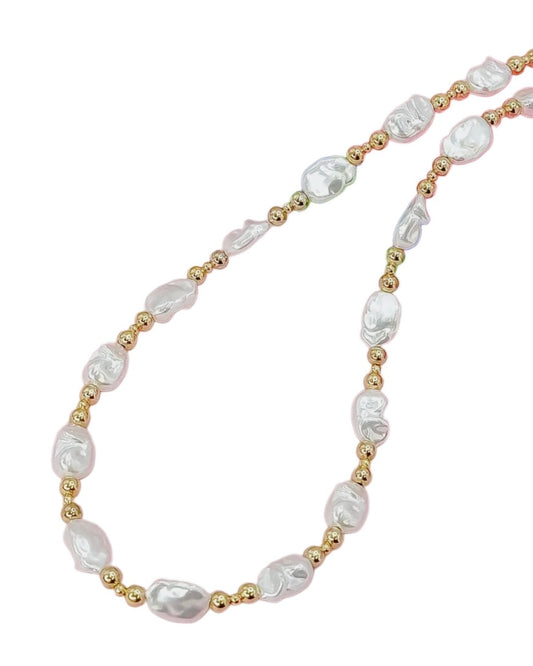 Chunky Pearl and Gold Necklace