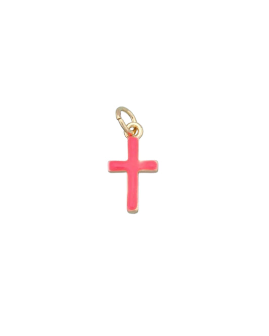 Hot Pink Cross Charm