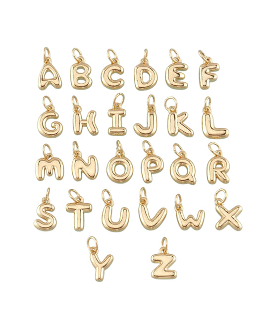 Mini Gold Bubble Letter Charms