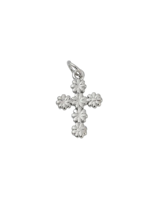 Silver Daisy Cross Charm