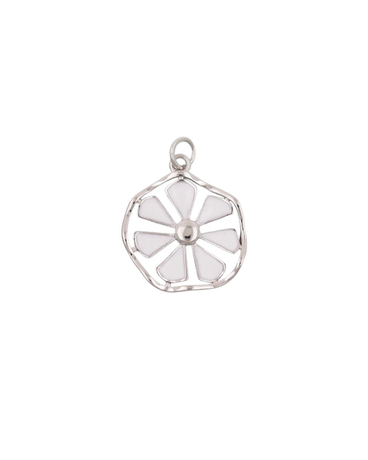 Silver White Daisy Charm