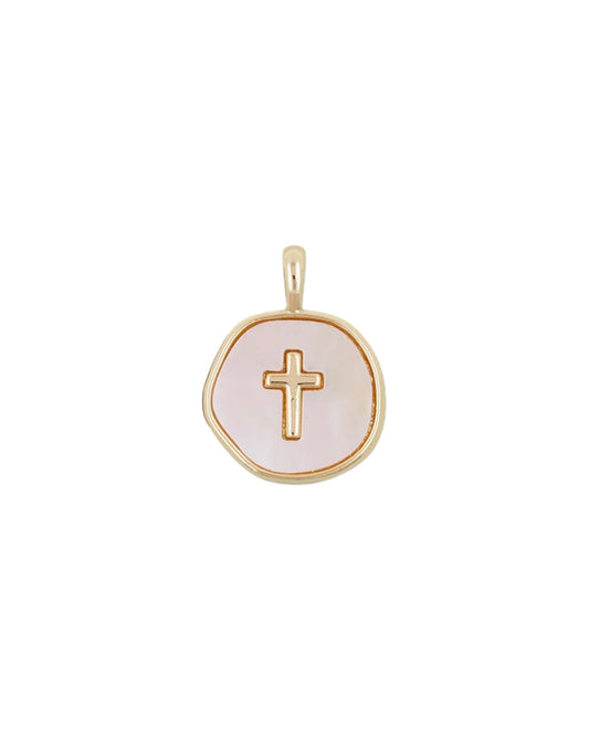 Pearl Circle Cross Charm