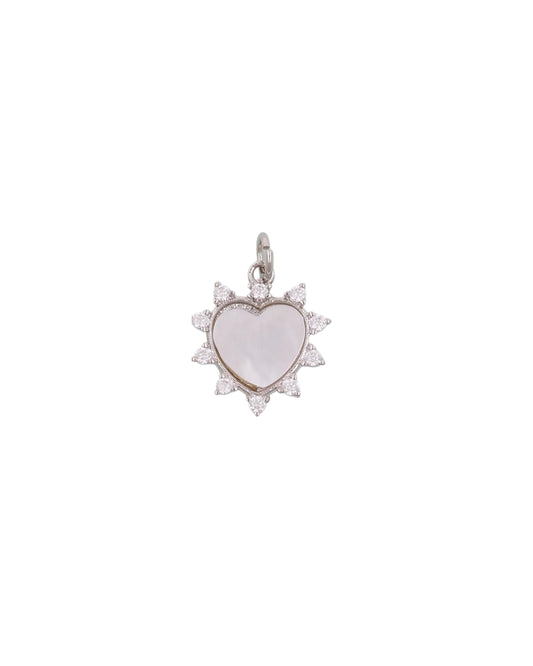 Silver Radiant Pearl Heart Charm