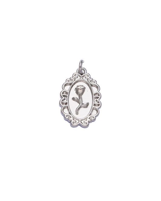 Silver Vintage Rose Charm