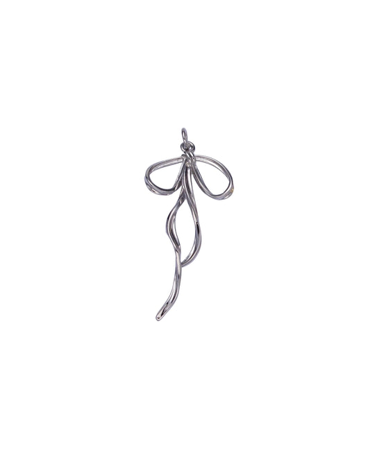Silver Whispy Bow Charm
