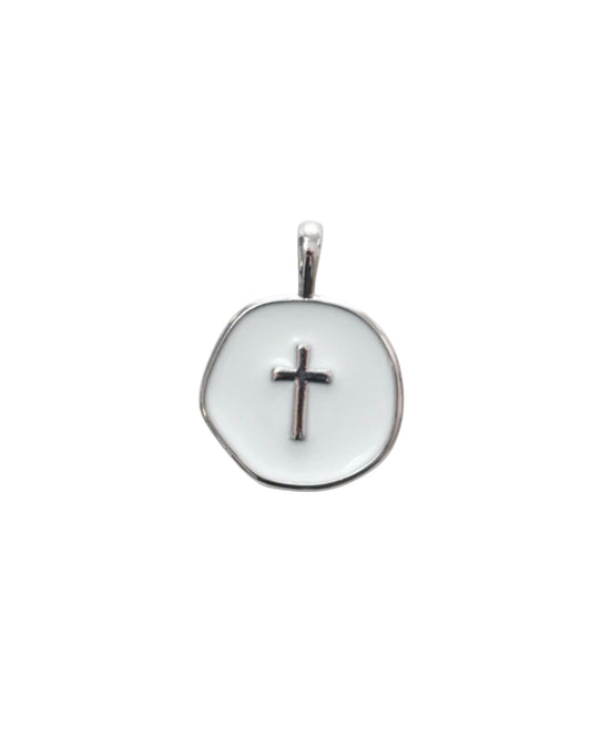 Silver Circle Cross Charm