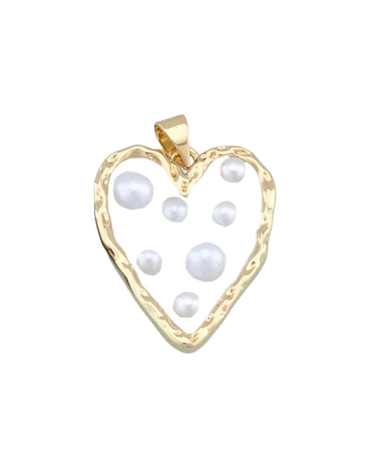 Clear Pearl Heart Charm