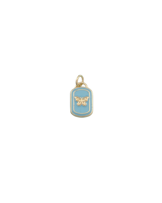 Blue Butterfly Tag Charm