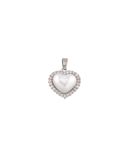 Silver Pearl Heart Charm
