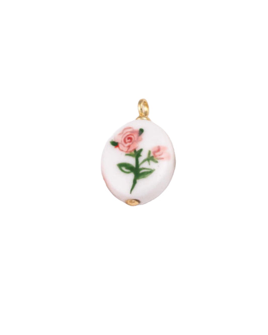Pink Roses Ceramic Charm