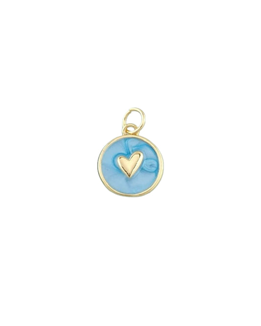 Tiny Blue Circle Heart Charm
