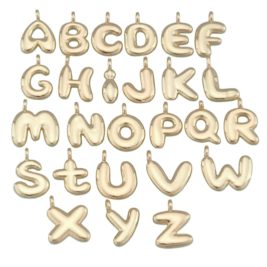 Gold Bubble Letter Charms