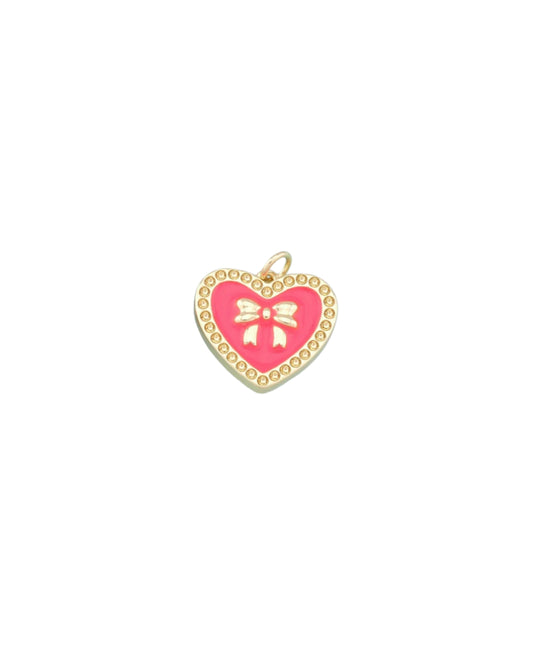 Hot Pink Heart Bow Charm