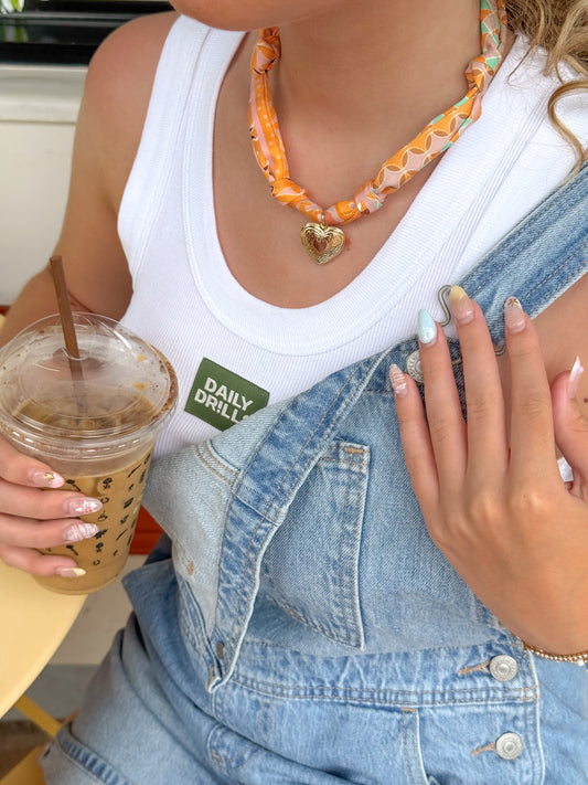 Sunkissed Locket Scarf Charm Necklace