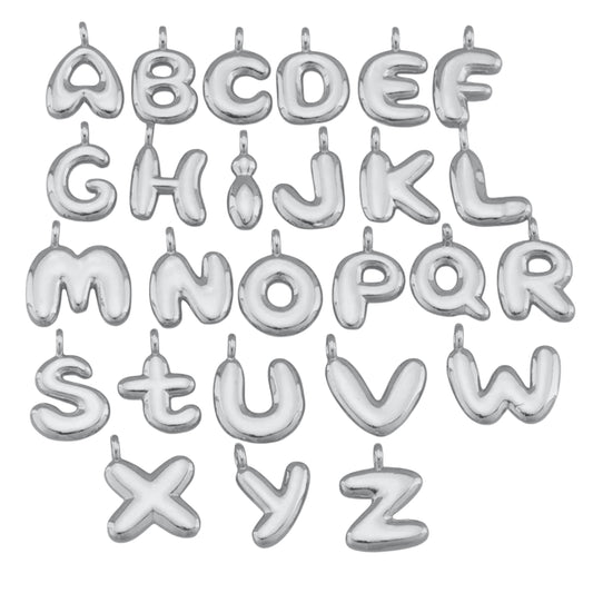 Silver Bubble Letter Charms