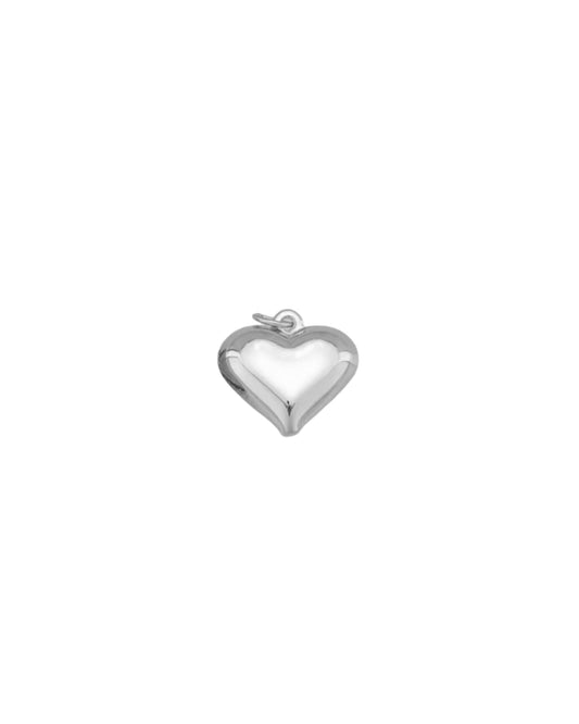 Silver Puffy Heart Charm