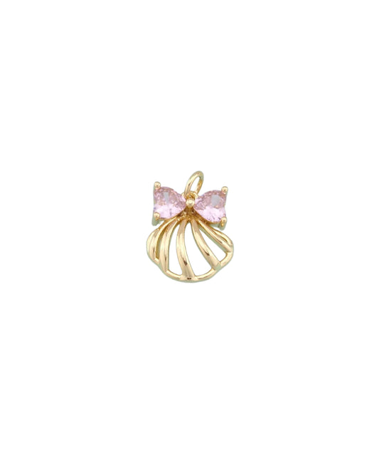 Pink Bow Shell Charm