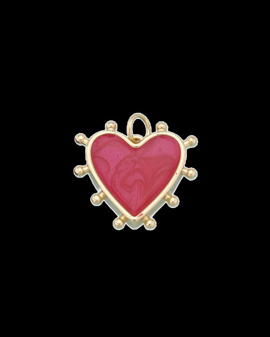 Gold Red Heart Charm