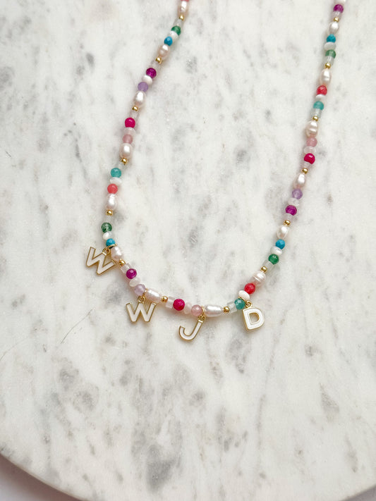 WWJD Gem Charm Necklace