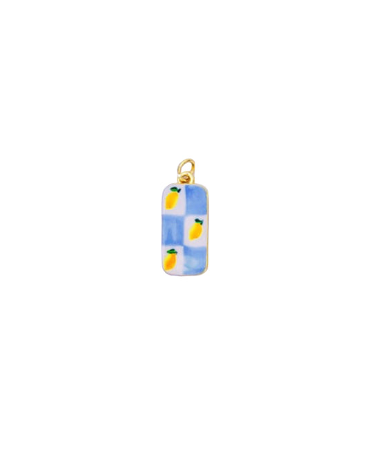 Lemon and Blue Checker Charm