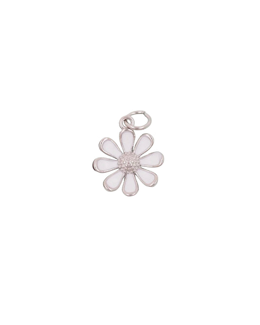 Silver White Daisy Charm
