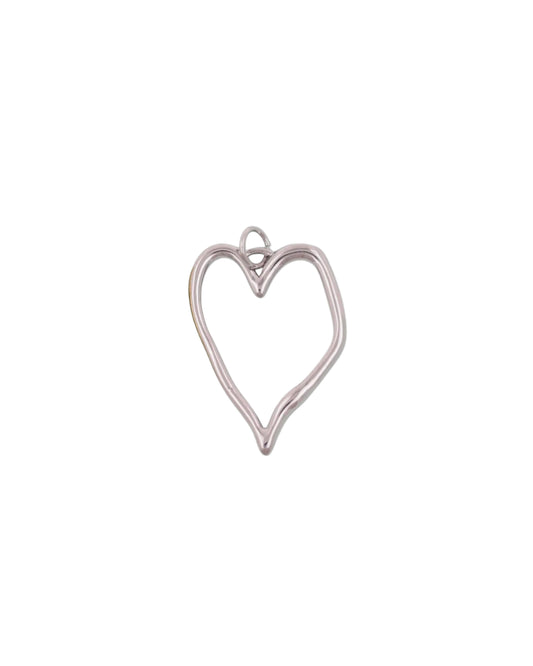 Silver Wavy Heart Charm