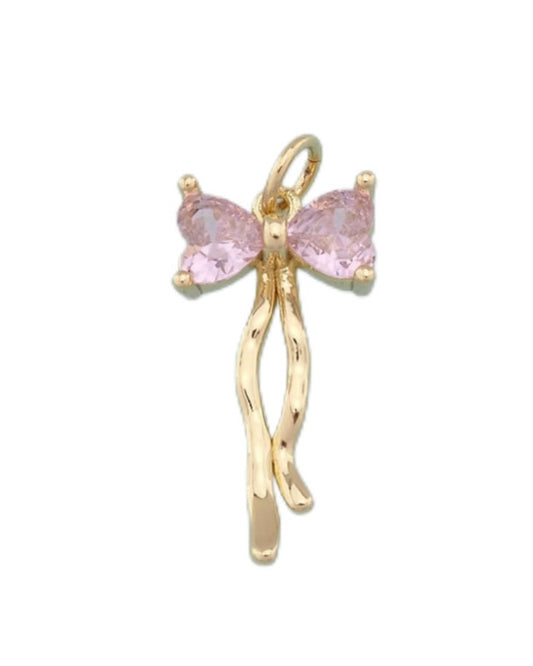 Pink Gem Bow Charm