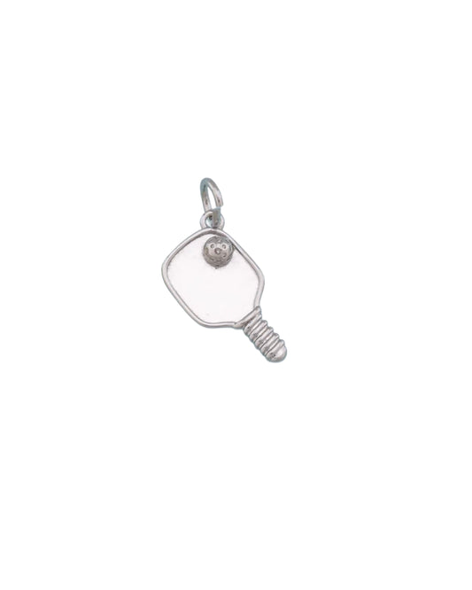 Silver Pickleball Charm
