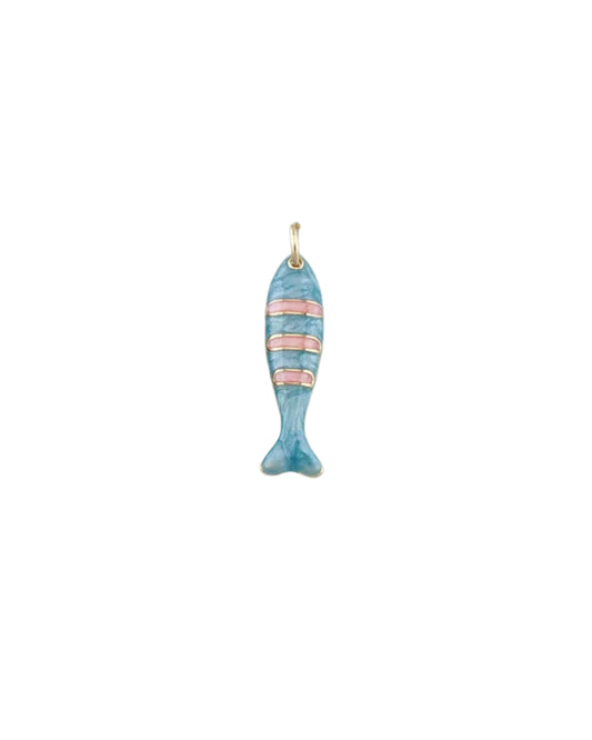 Blue and Pink Stripe Fish Charm