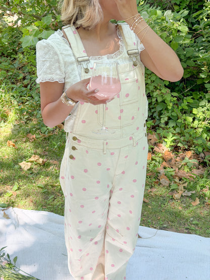 Pink Polka Dot Overalls