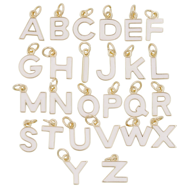 White and Gold Letter Charms