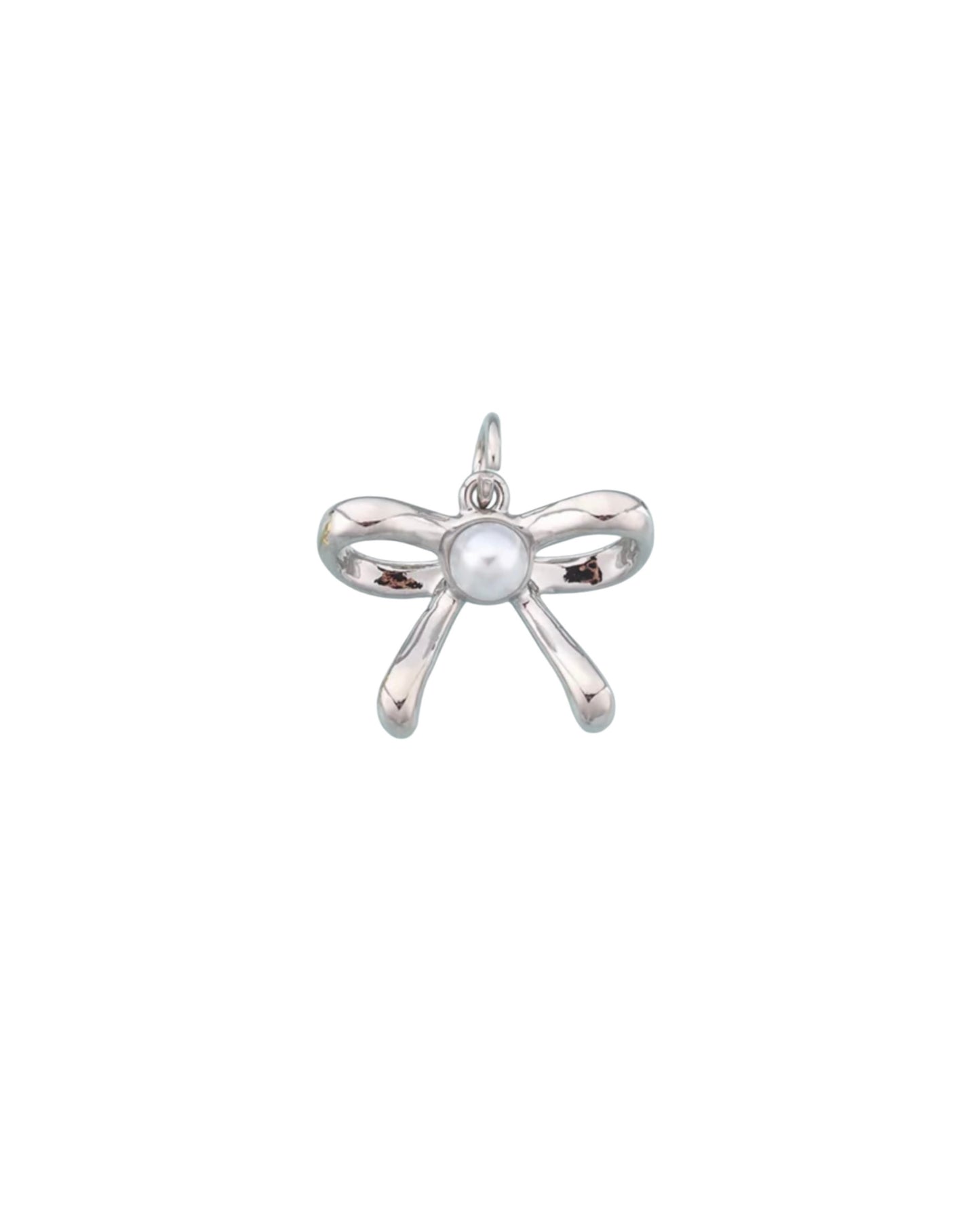 Silver Pearl Bow Tie Charm