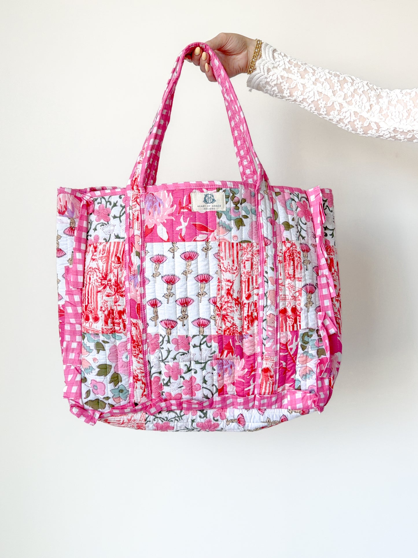 Pink Garden Patchwork Tote