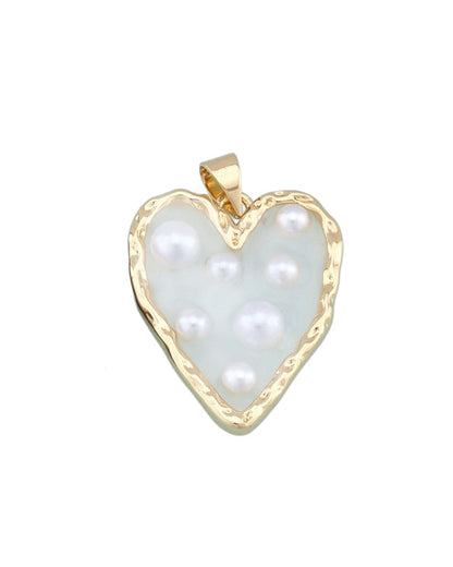 Clear Pearl Heart Charm