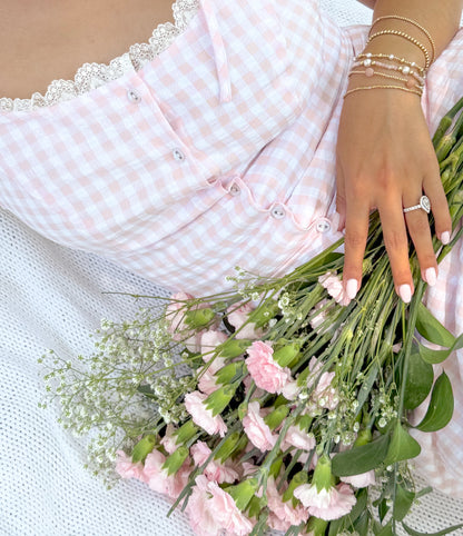 Pink Lace Gingham Set