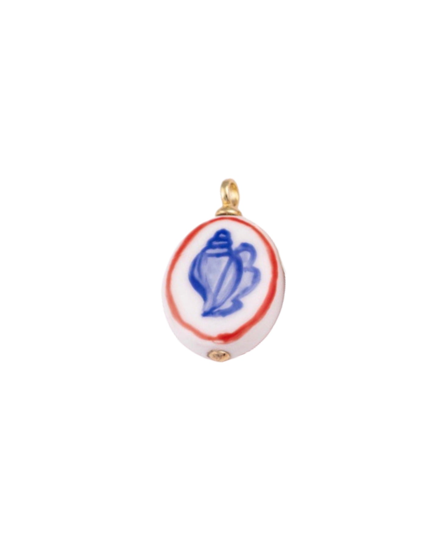 Blue and Red Shell Ceramic Charm