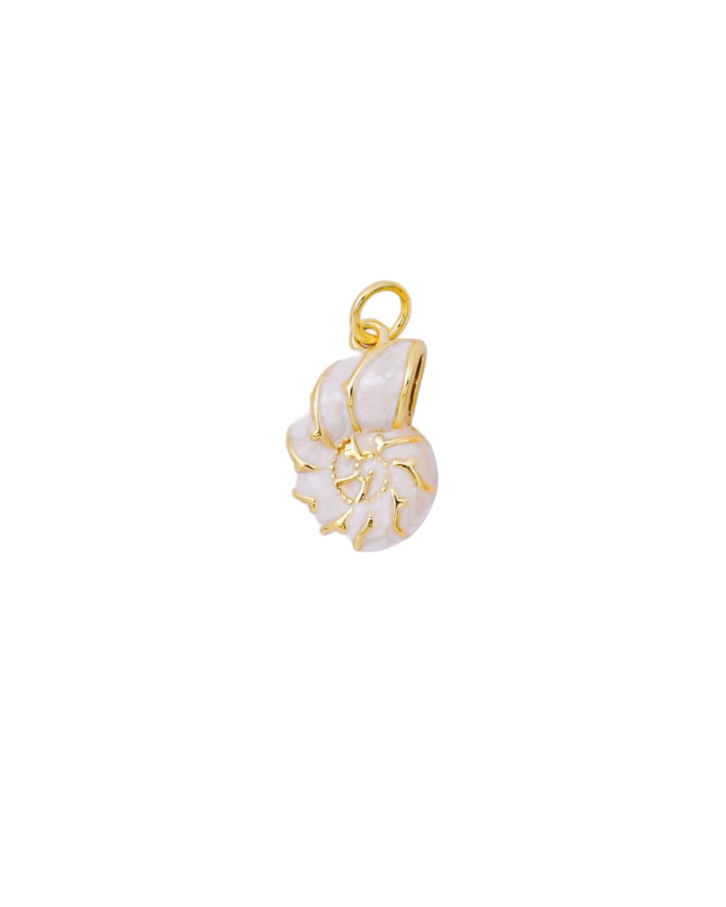 White and Gold Swirl Shell Charm