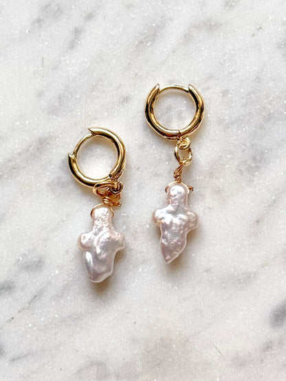 Pearly Cross Earrings