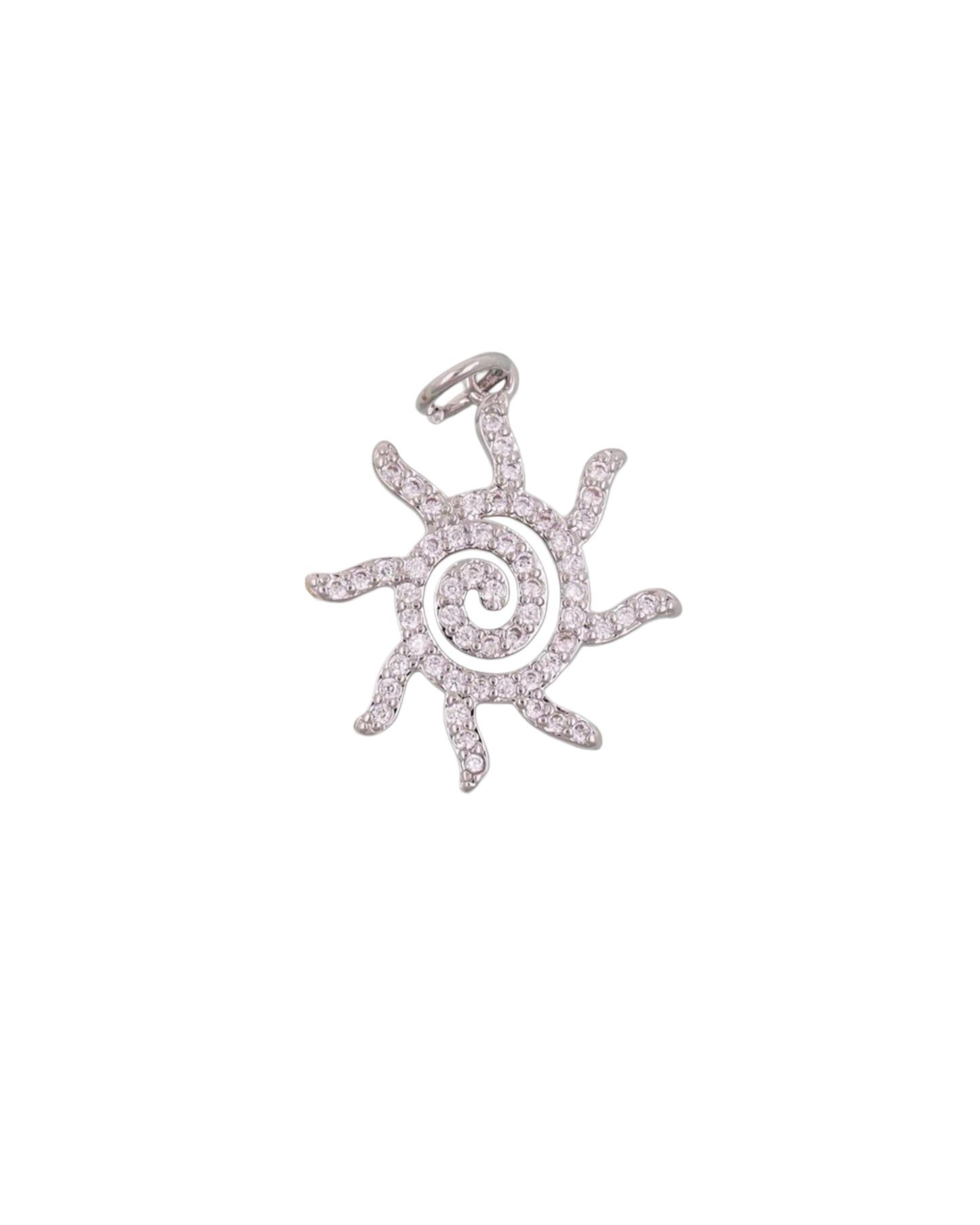 Silver Shine Swirl Sun Charm