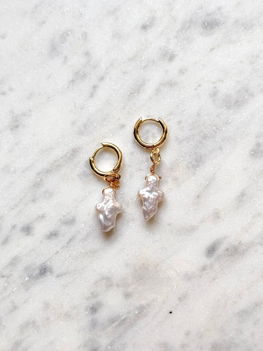 Pearly Cross Earrings