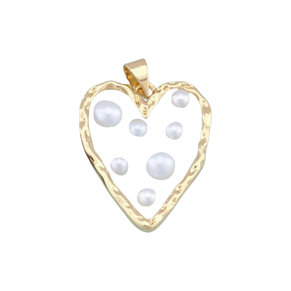 Clear Pearl Heart Charm